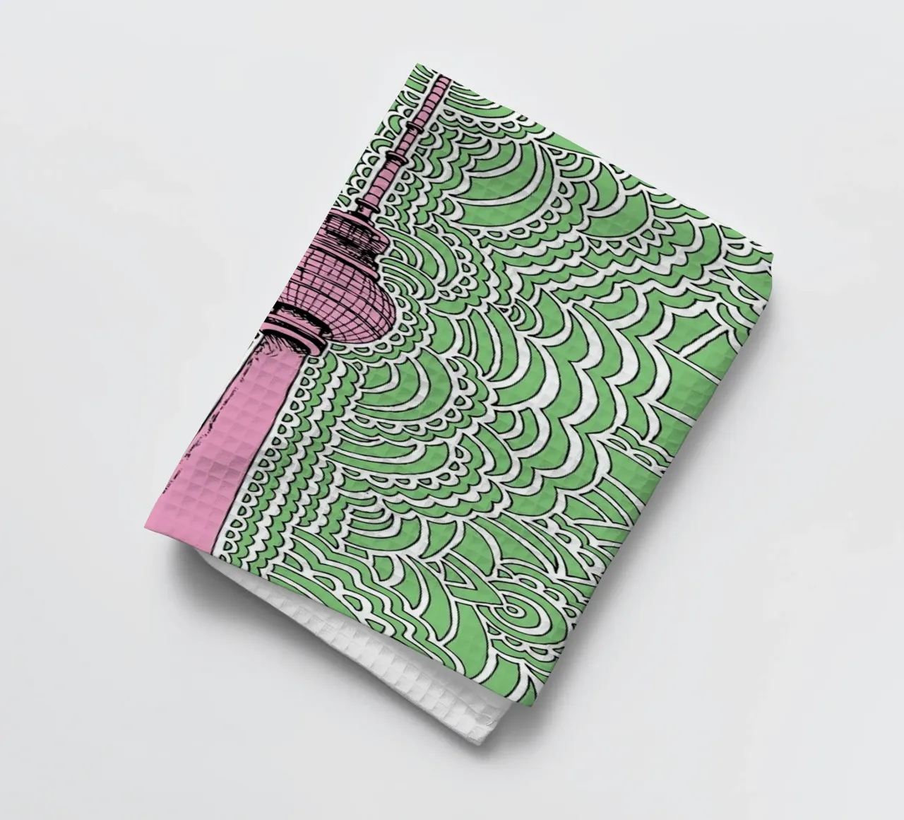 Green Fernsehturm Drawing Meditation canovaccio da cucina da KP Design