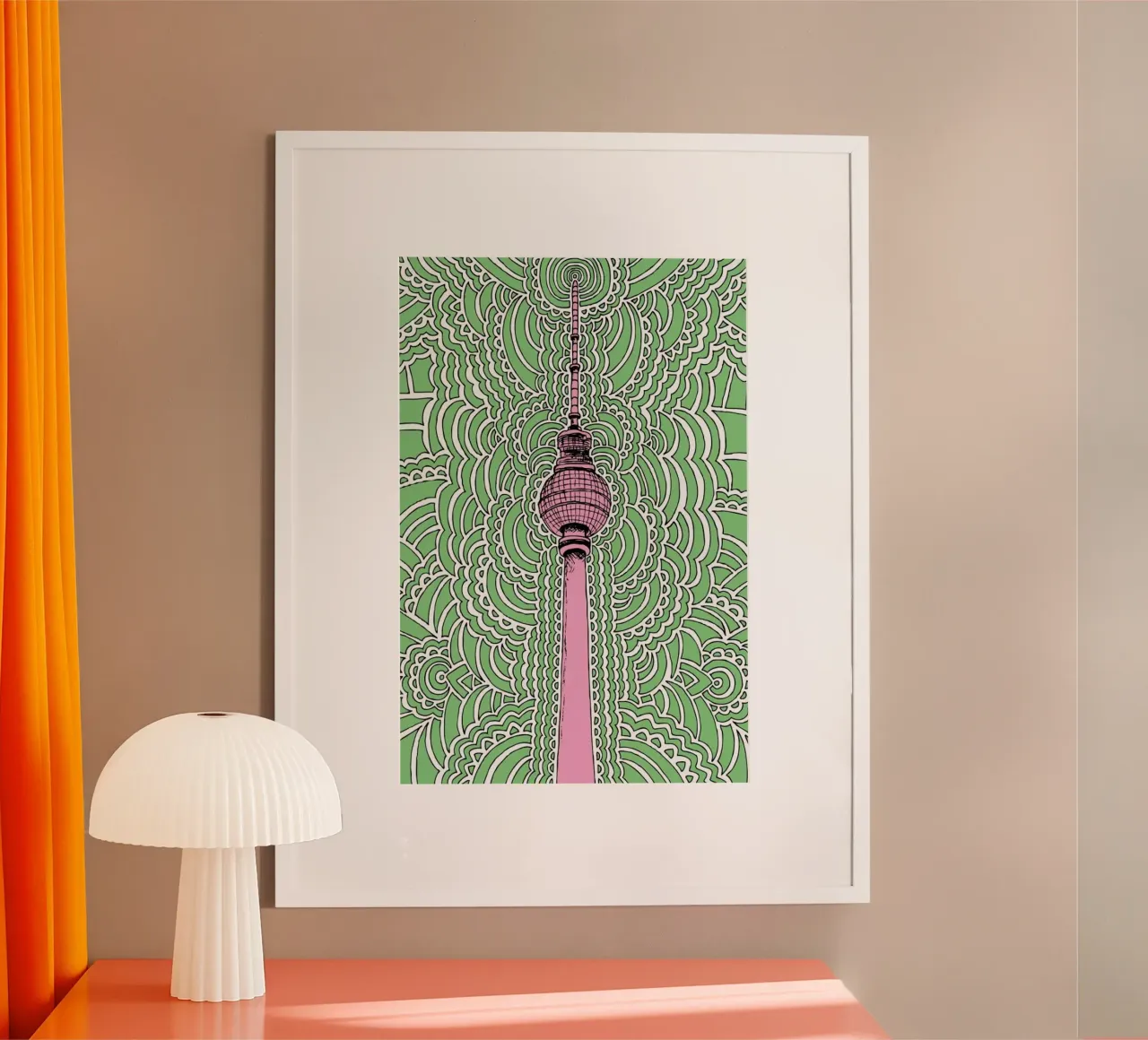 Green Fernsehturm Drawing Meditation carta hahnemühle da KP Design