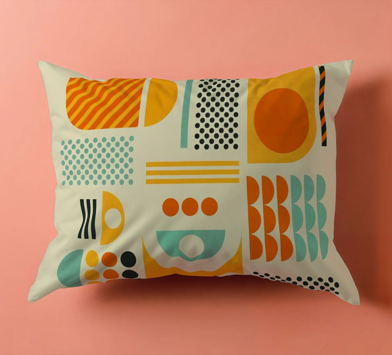 Bauhaus Geometric Pattern Art Print cuscino da showmemars