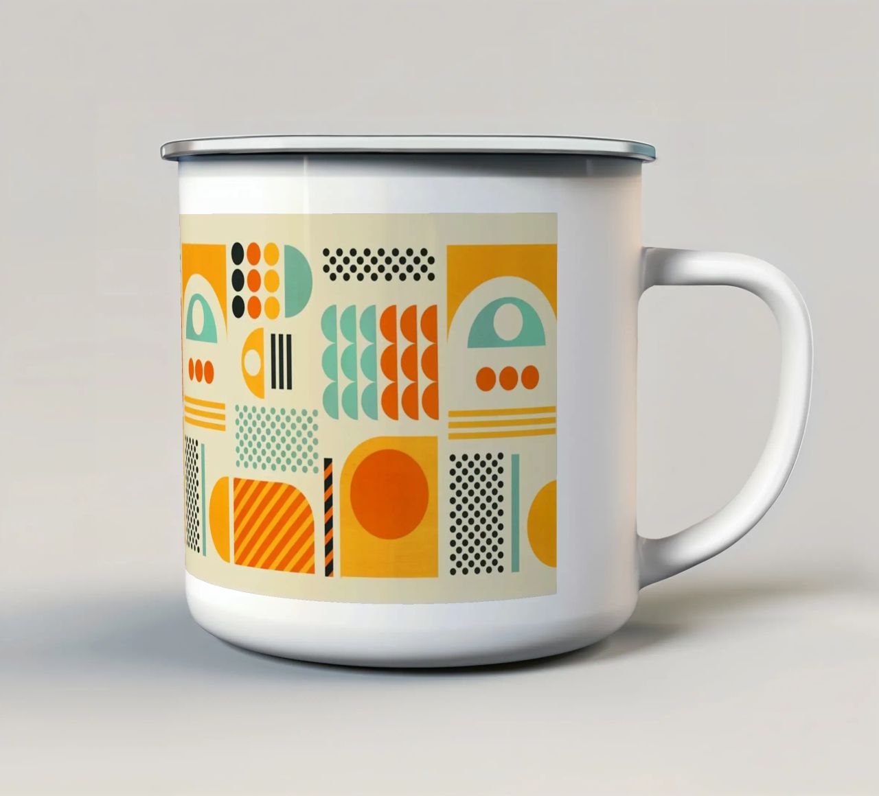Bauhaus Geometric Pattern Art Print enamel mug by showmemars
