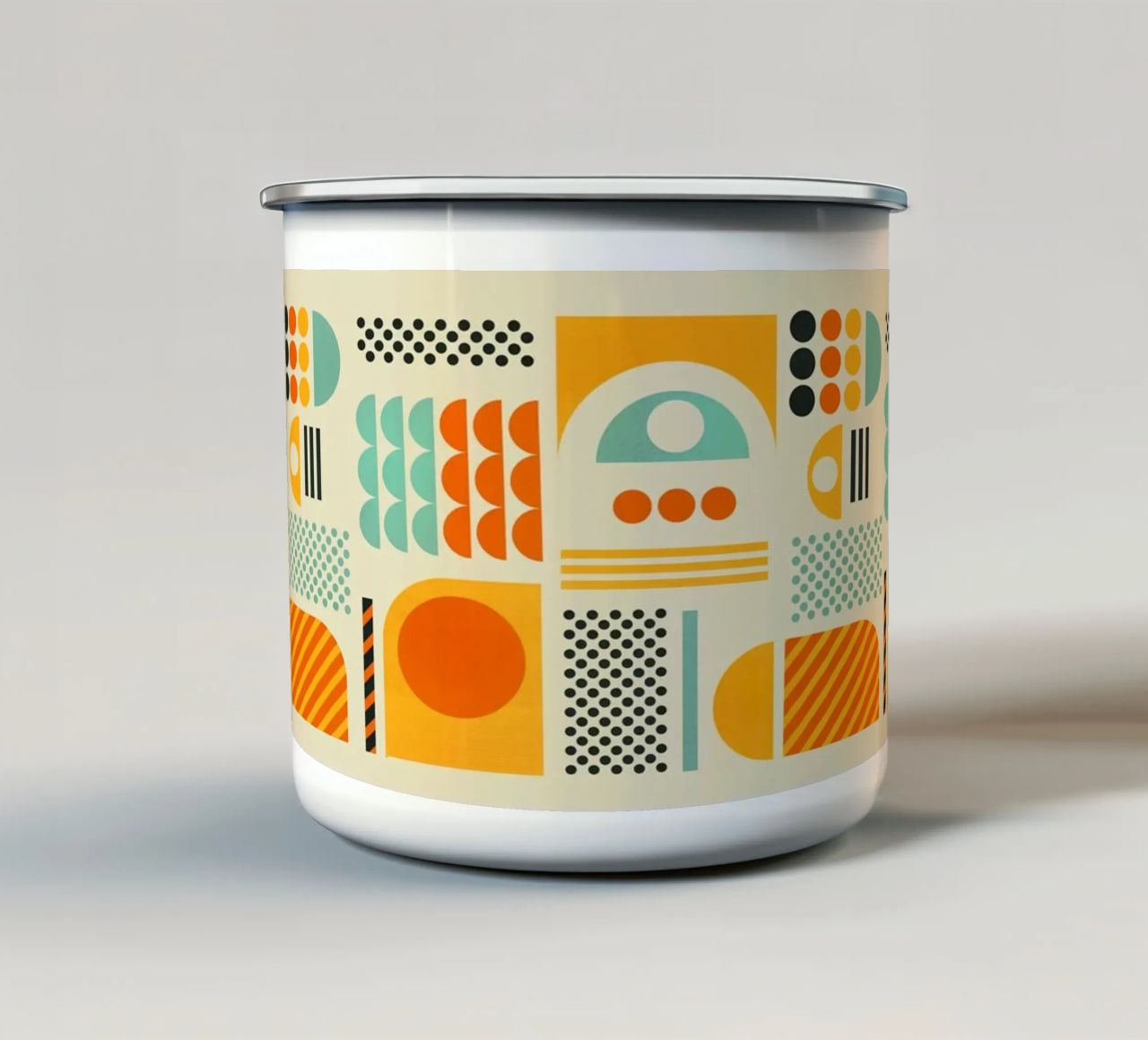 Bauhaus Geometric Pattern Art Print enamel mug by showmemars