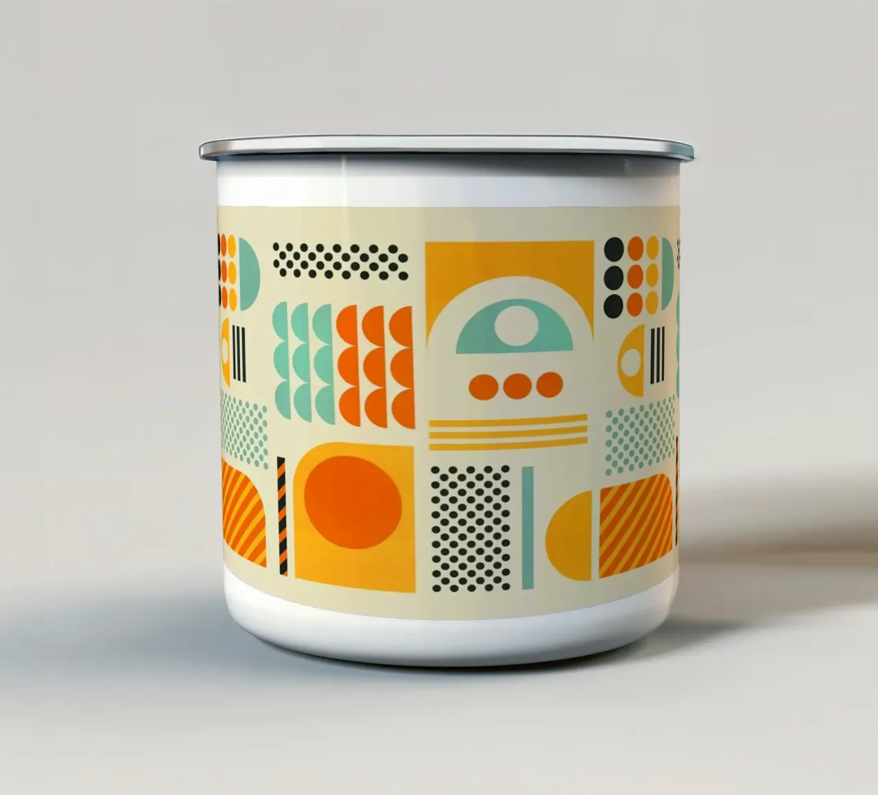 Bauhaus Geometric Pattern Art Print Emaille Tasse von showmemars