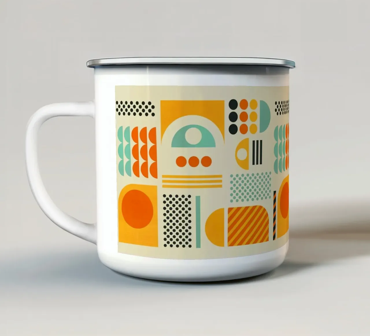 Bauhaus Geometric Pattern Art Print Emaille Tasse von showmemars