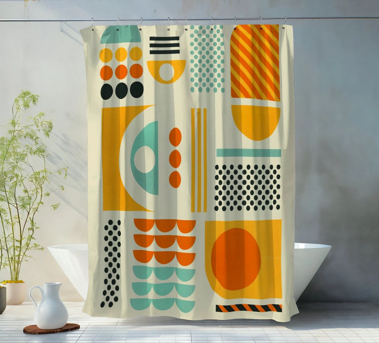 Bauhaus Geometric Pattern Art Print cortina de baño de showmemars