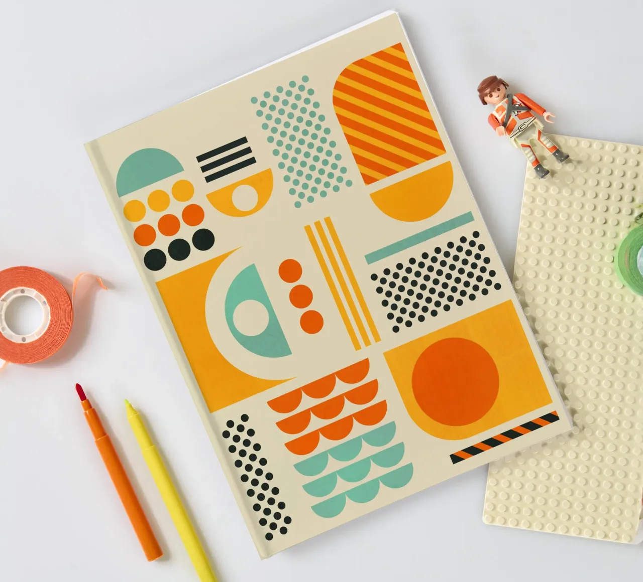 Bauhaus Geometric Pattern Art Print notebook by showmemars
