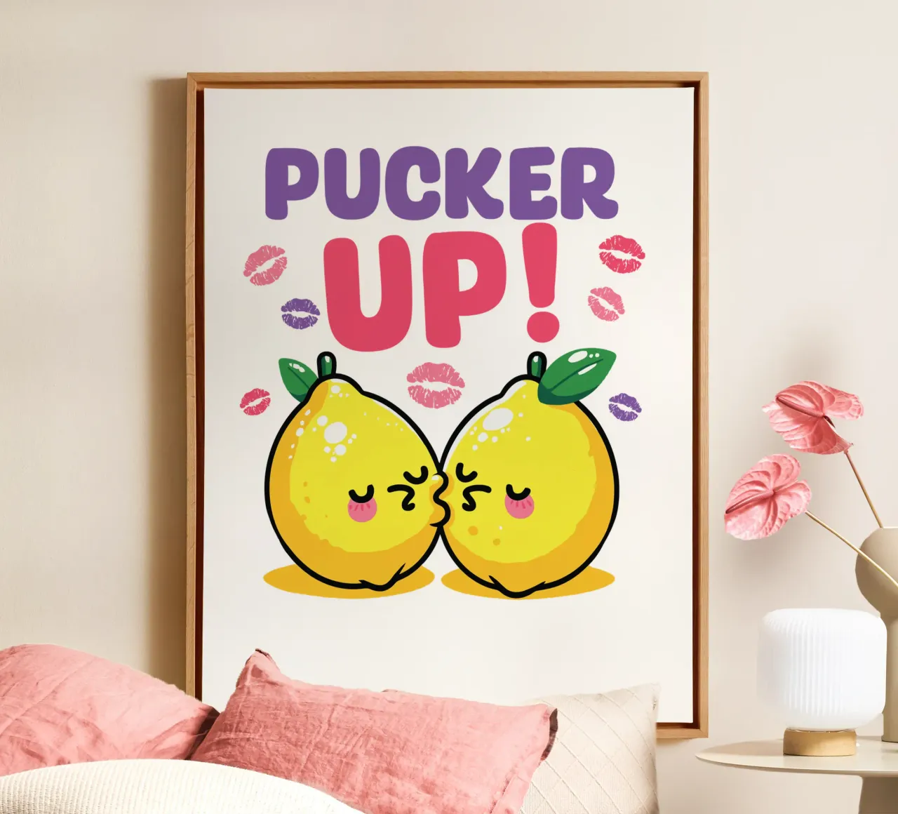 PUCKER UP! tela con Cornice a cassetta da edsonramosart