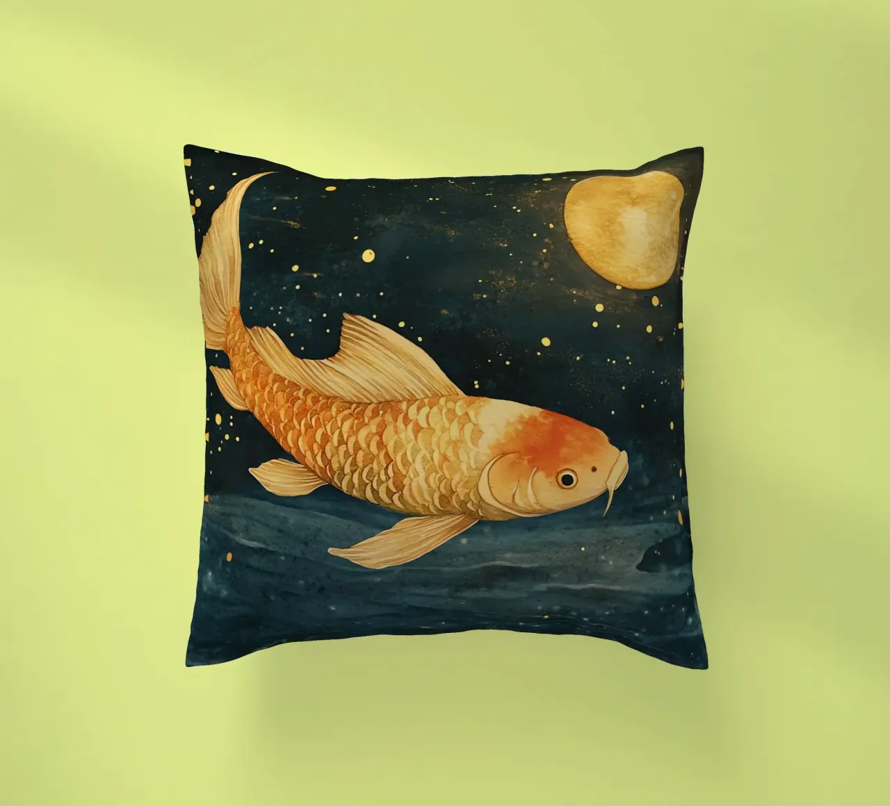 Carpa dorata al chiaro di luna cuscino da Théïa's Fantasia World