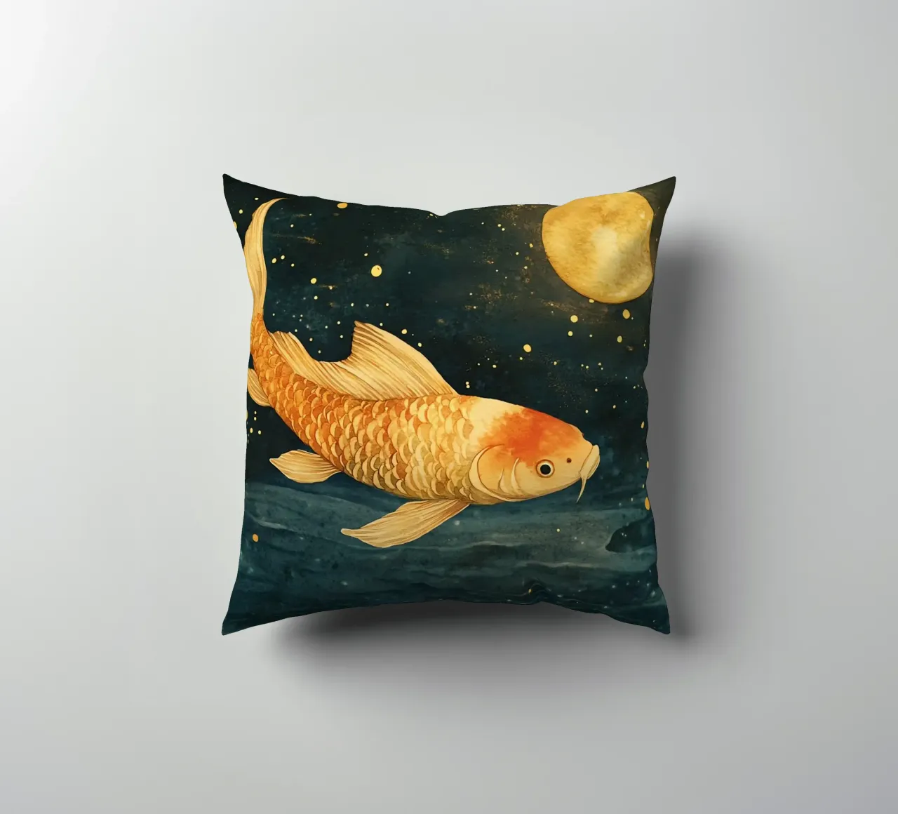 Carpa dorata al chiaro di luna cuscino da Théïa's Fantasia World