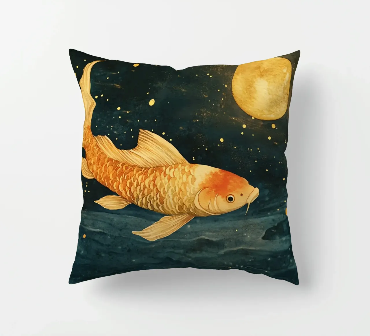 Carpa dorata al chiaro di luna cuscino da Théïa's Fantasia World
