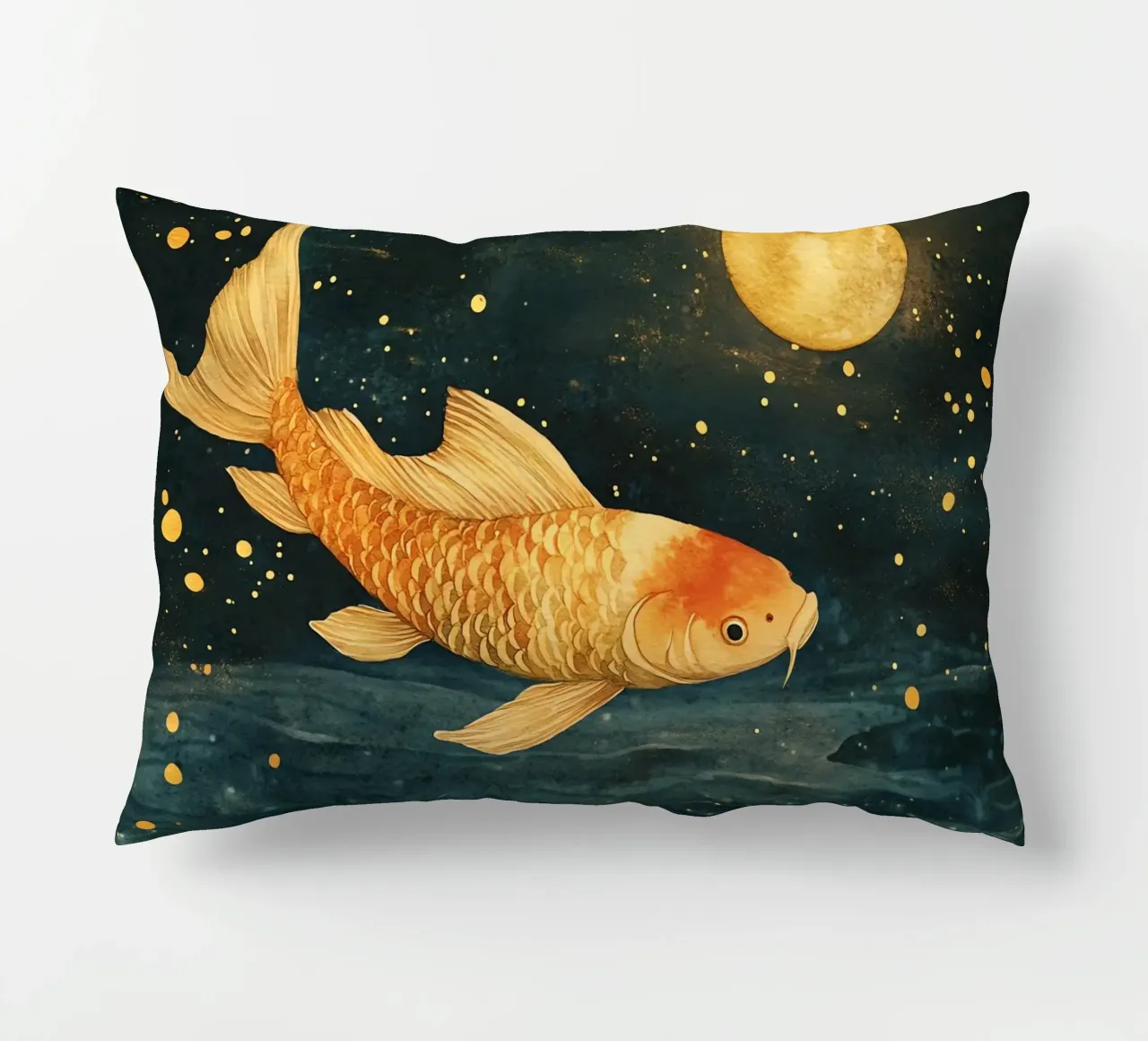 Carpa dorata al chiaro di luna cuscino da Théïa's Fantasia World
