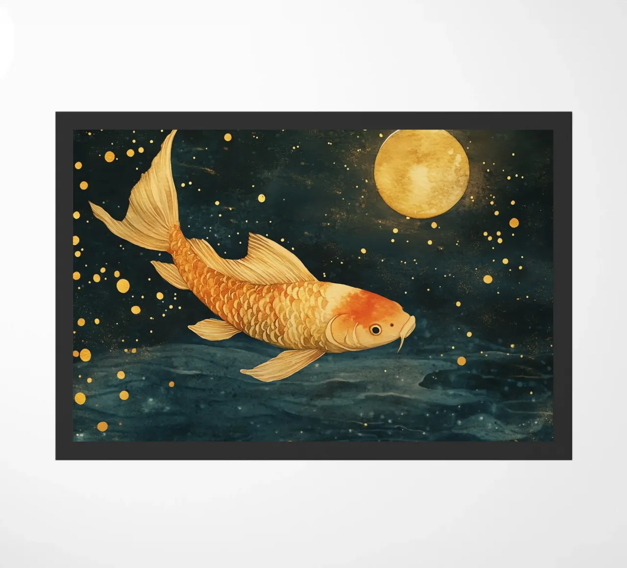 Golden carp in the moonlight doormat by Théïa's Fantasia World