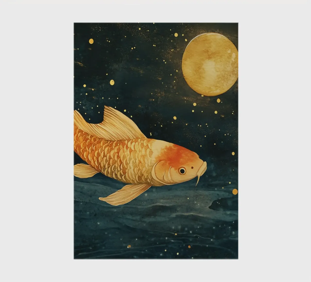 Golden carp in the moonlight notebook by Théïa's Fantasia World