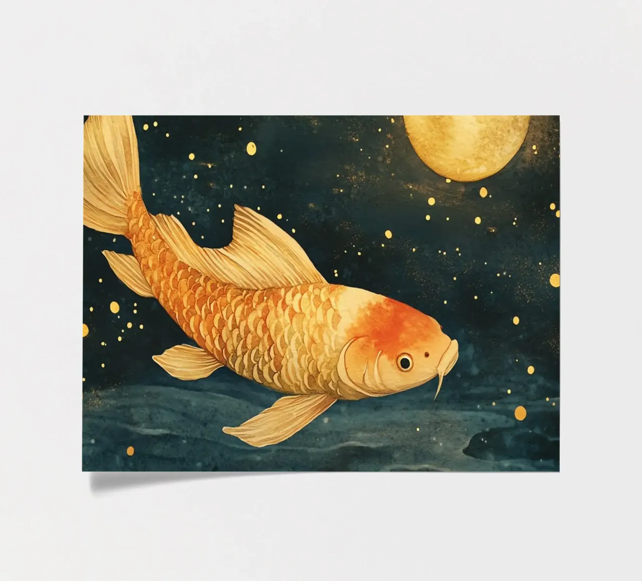 Golden carp in the moonlight sticker sheet by Théïa's Fantasia World