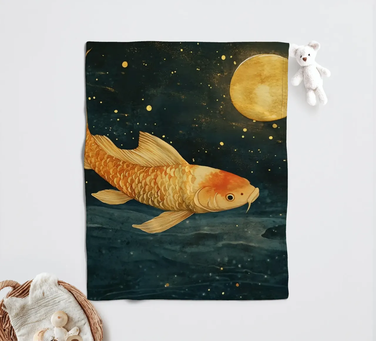 Carpa dorata al chiaro di luna coperta in pile da Théïa's Fantasia World