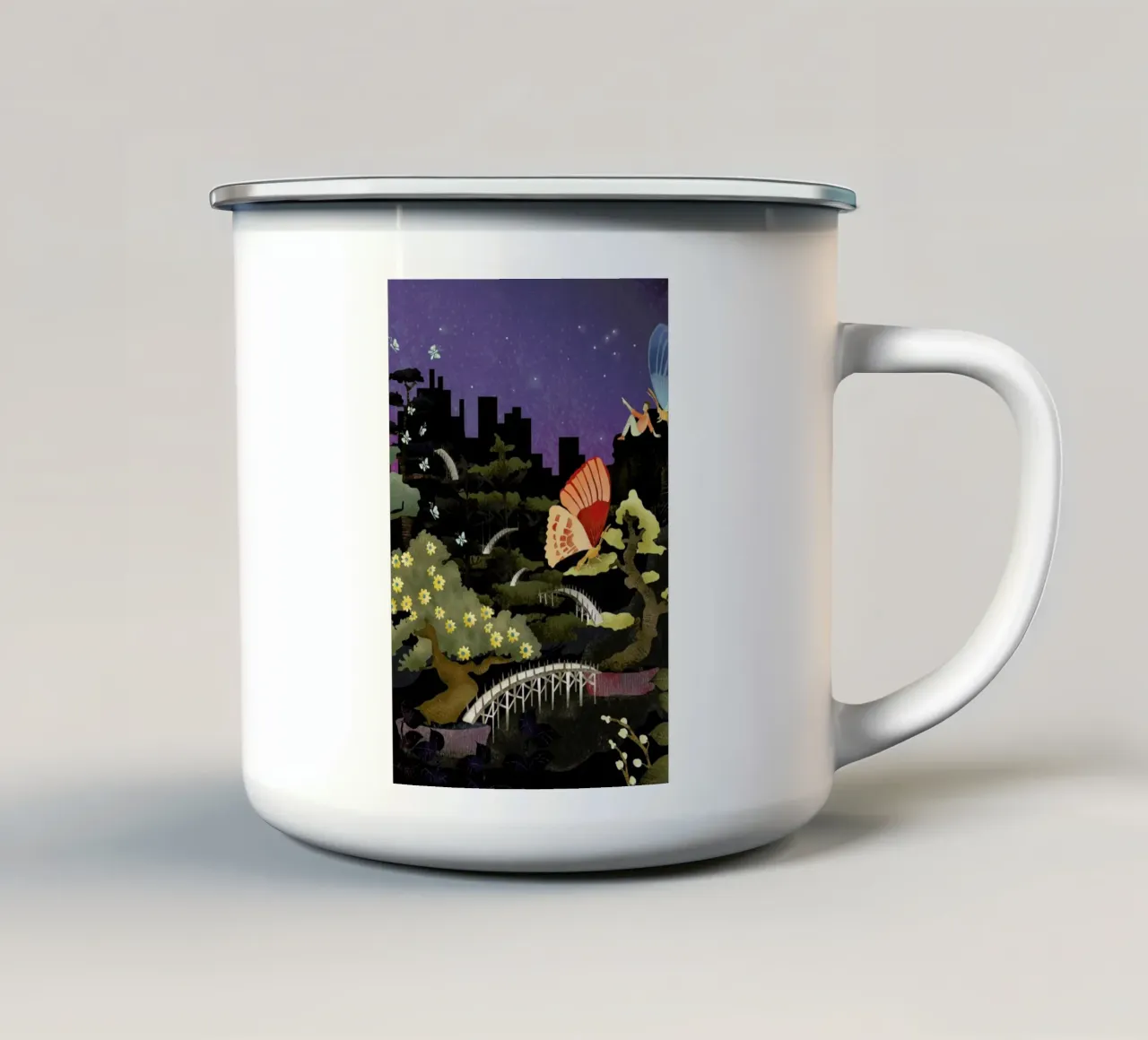 Bonsais and Butterflies tazza in smalto da Amalia Restrepo