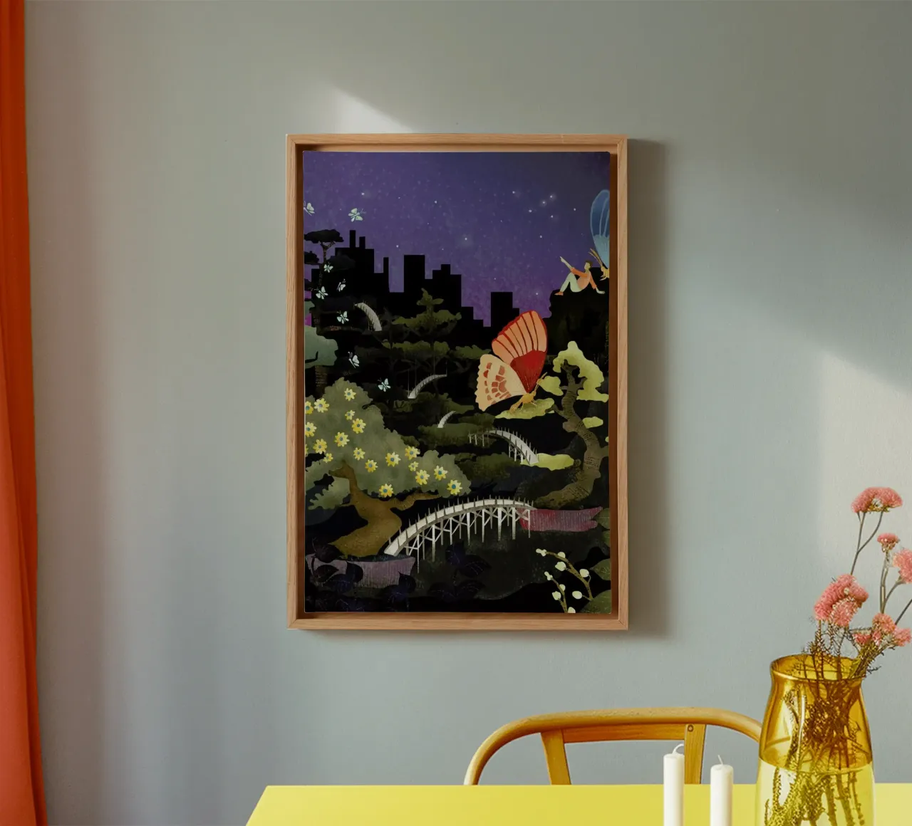 Bonsais and Butterflies canvas met Baklijst van Amalia Restrepo
