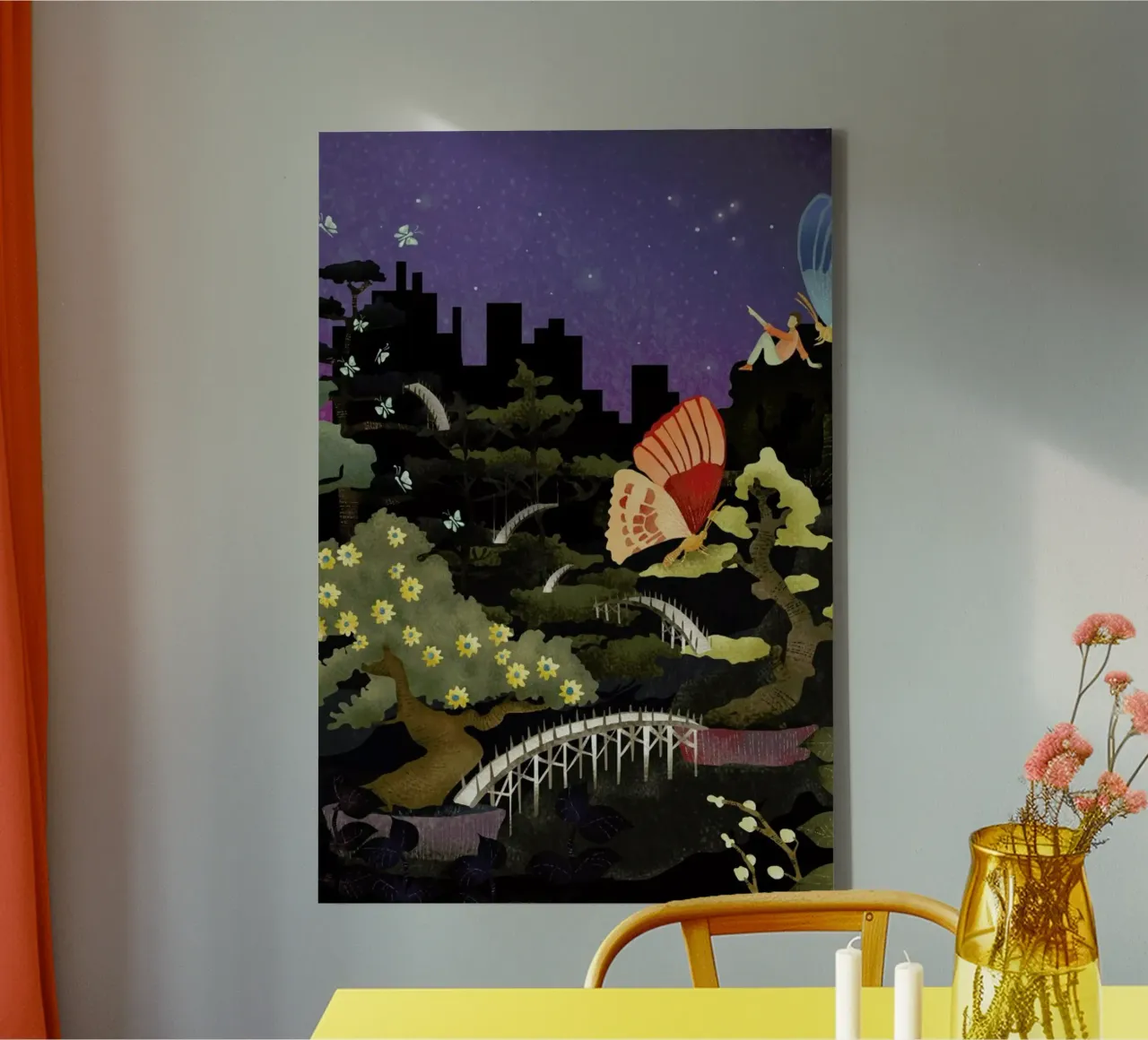 Bonsais and Butterflies canvas met Baklijst van Amalia Restrepo