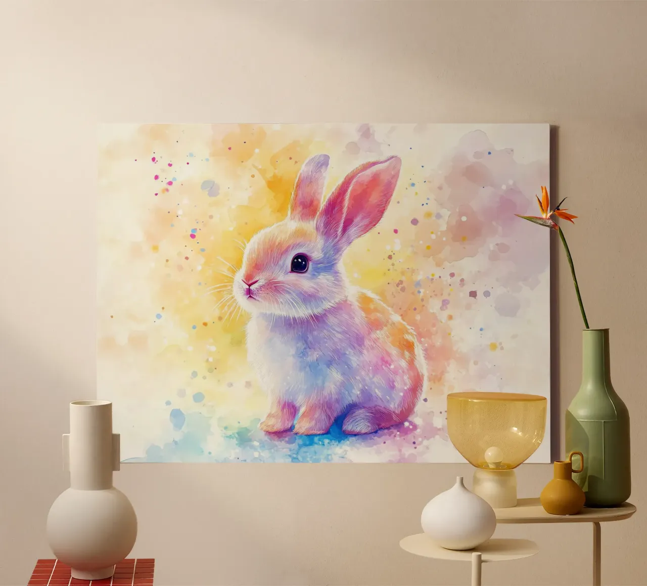 Totem animale Lapin tela con Cornice a cassetta da Théïa's Fantasia World