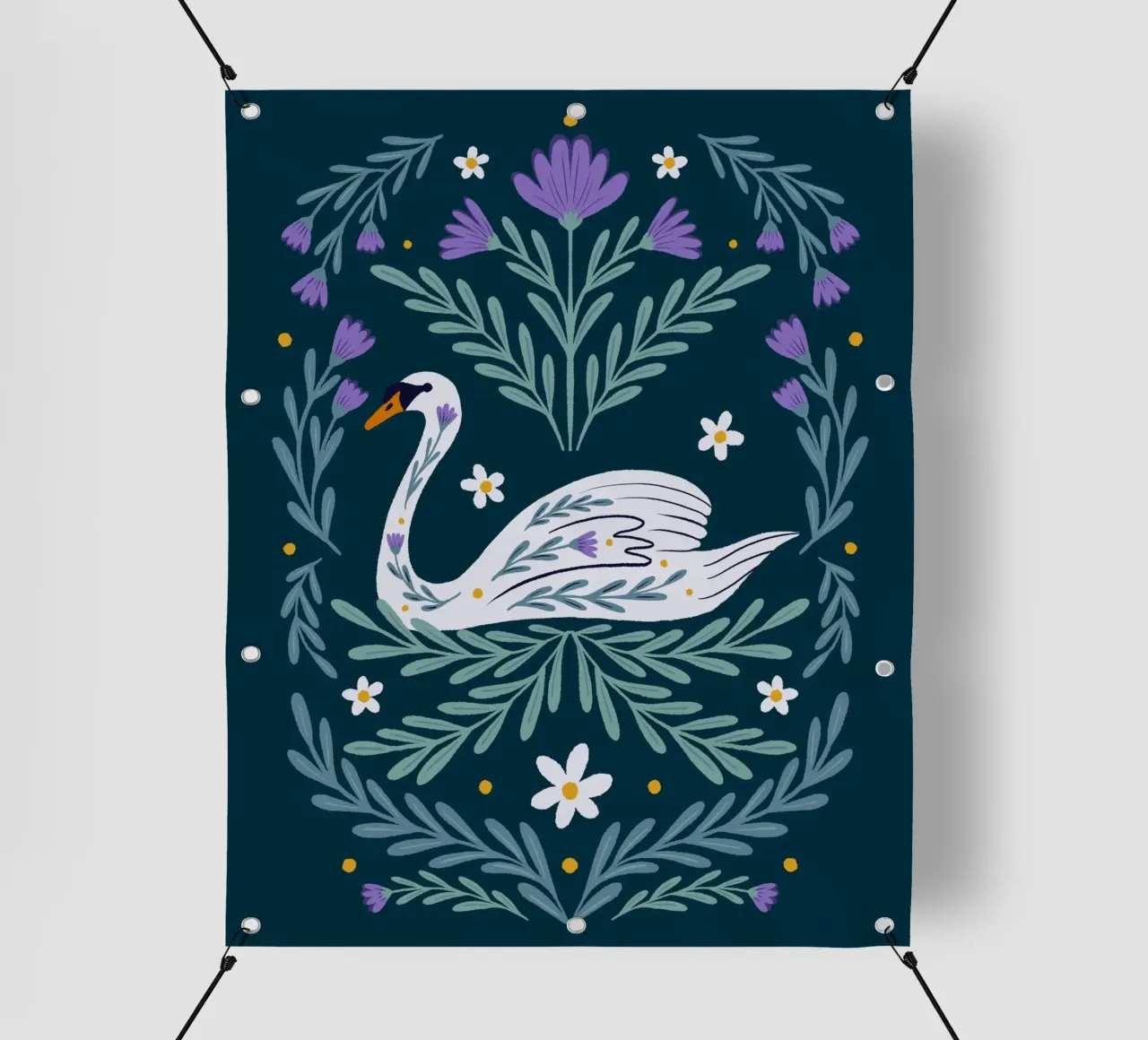 Cigno - viola e verde acqua telo in pvc da Wackapacka