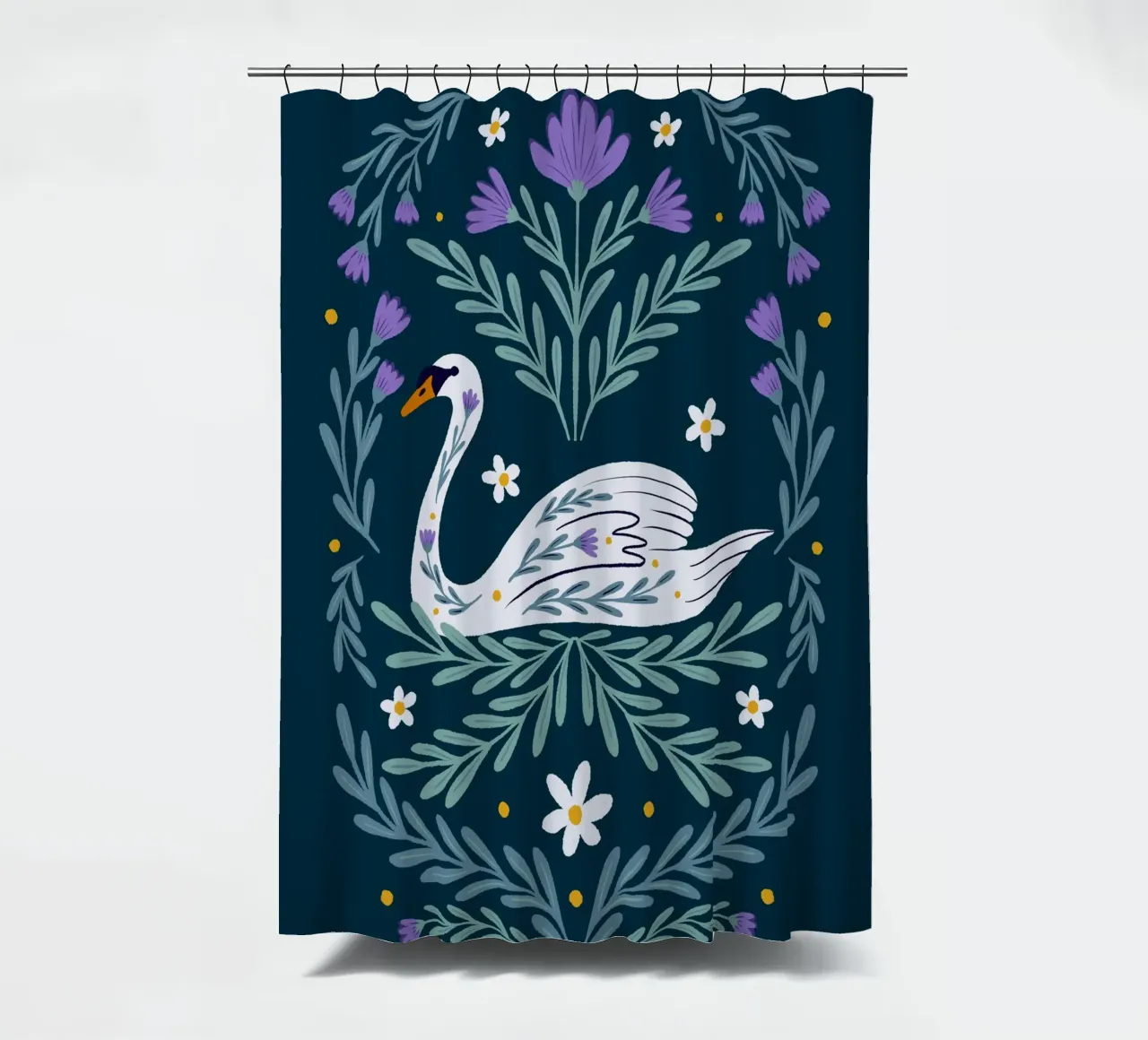 Swan - purple and teal shower curtain by Wackapacka