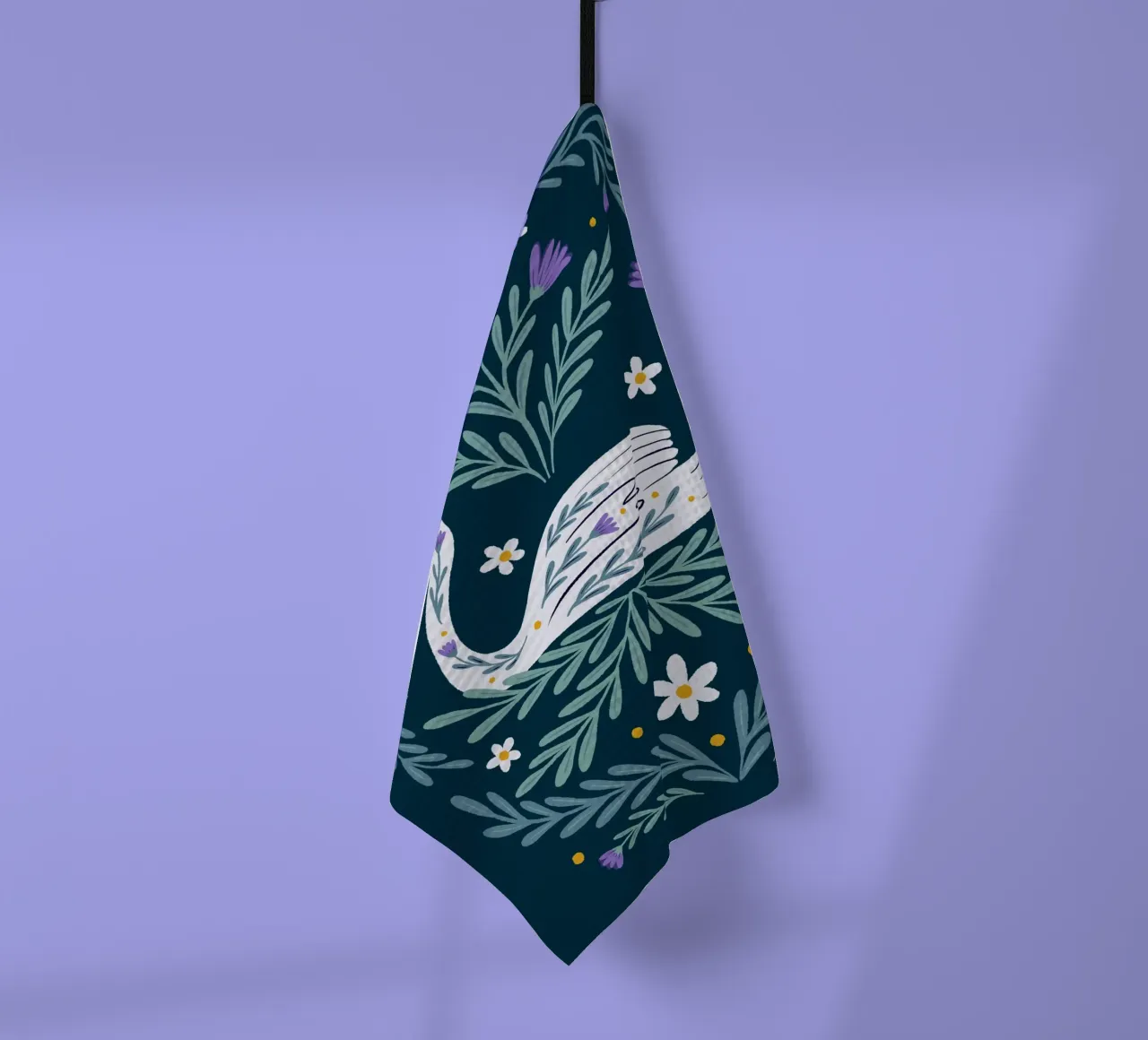 Cigno - viola e verde acqua canovaccio da cucina da Wackapacka