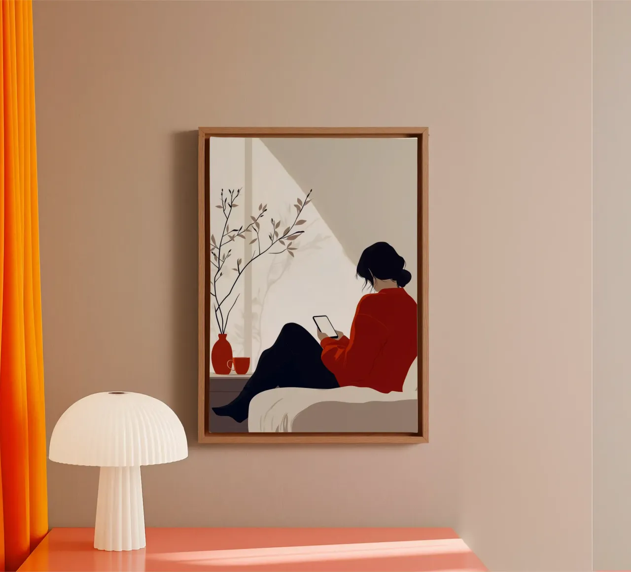 Tablet Vrouw leven minimale kunst canvas met Baklijst van Justyna Jaszke JBJart