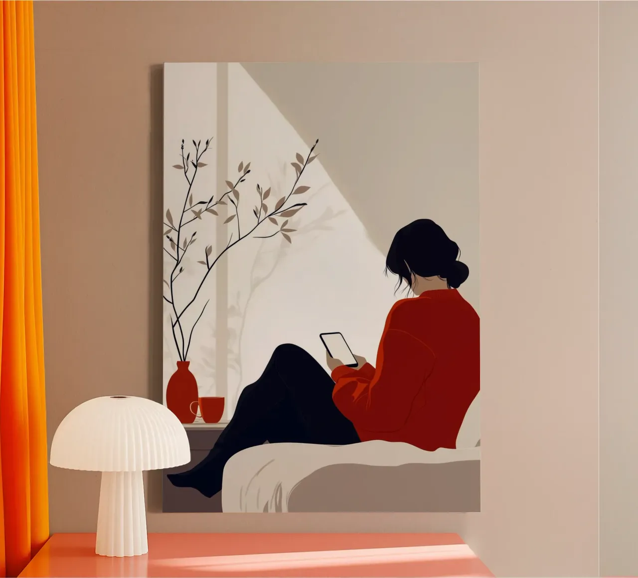 Tablet Vrouw leven minimale kunst canvas met Baklijst van Justyna Jaszke JBJart