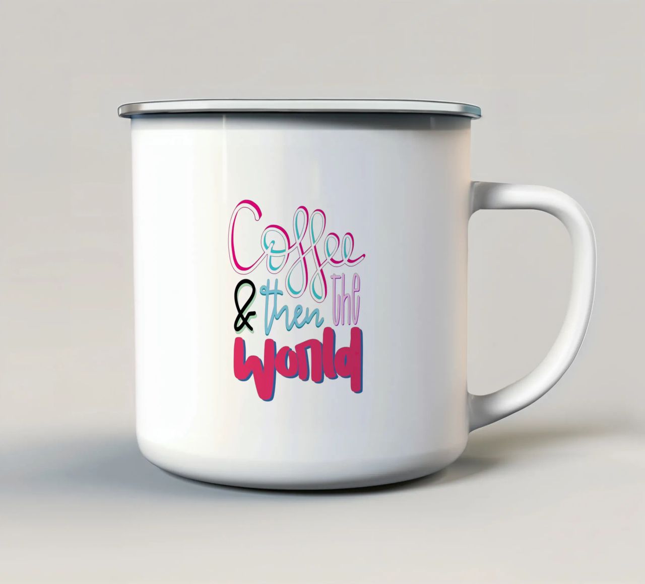 Coffee & then the world tazza in smalto da LIMITED EDITION LETTERS