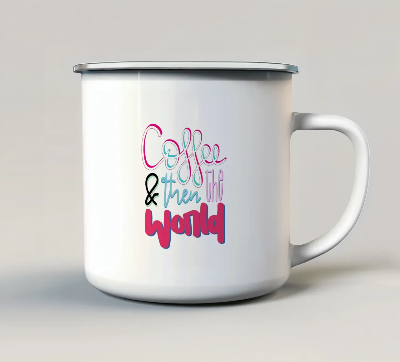 Coffee & then the world taza de esmalte de LIMITED EDITION LETTERS