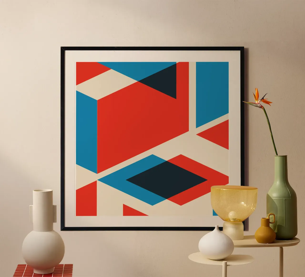 Strati geometrici poster con telaio in alluminio da Kim Hubball Studio