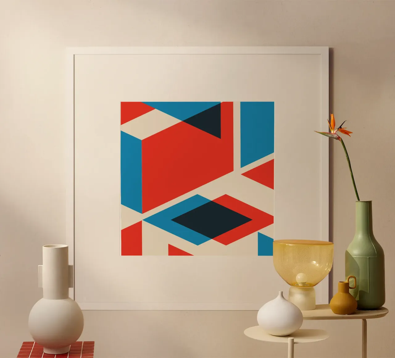 Strati geometrici poster con telaio in alluminio da Kim Hubball Studio