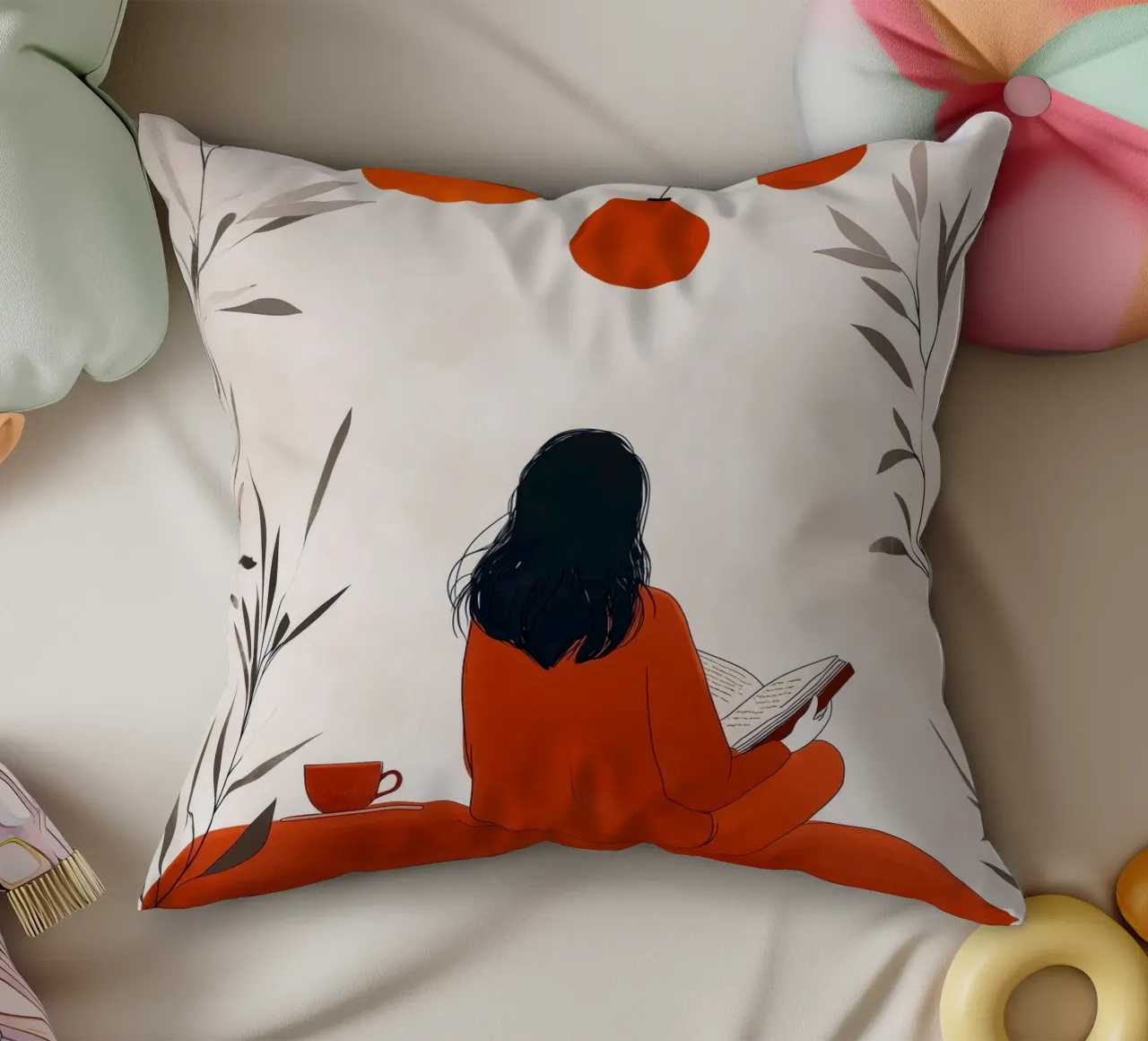 Lecture Femme vie art minimal coussin de Justyna Jaszke JBJart