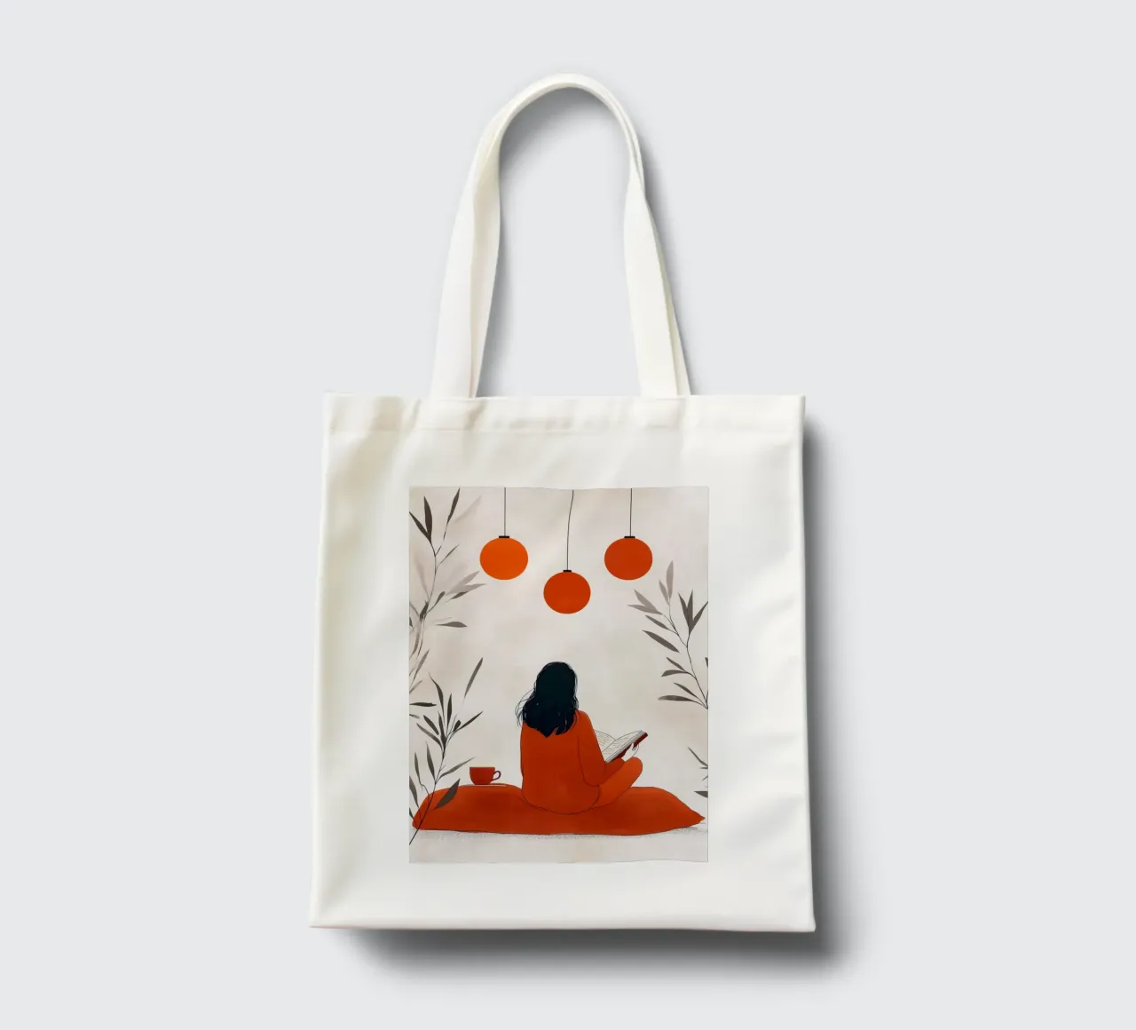 Reading Woman life minimal art tote bag by Justyna Jaszke JBJart