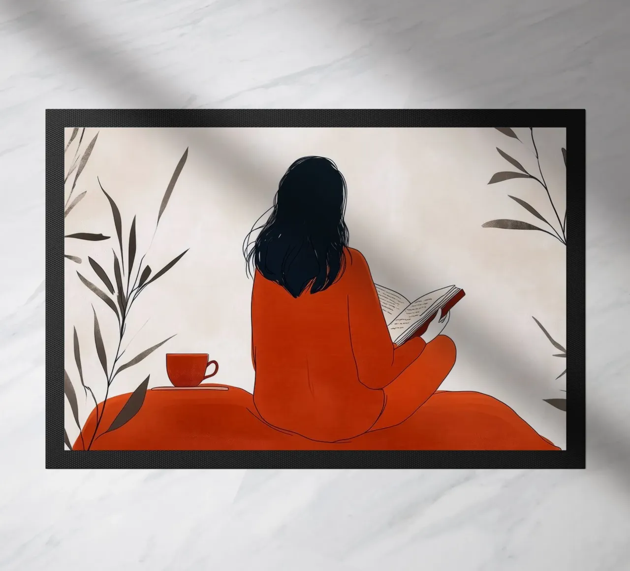 Lecture Femme vie art minimal paillasson de Justyna Jaszke JBJart