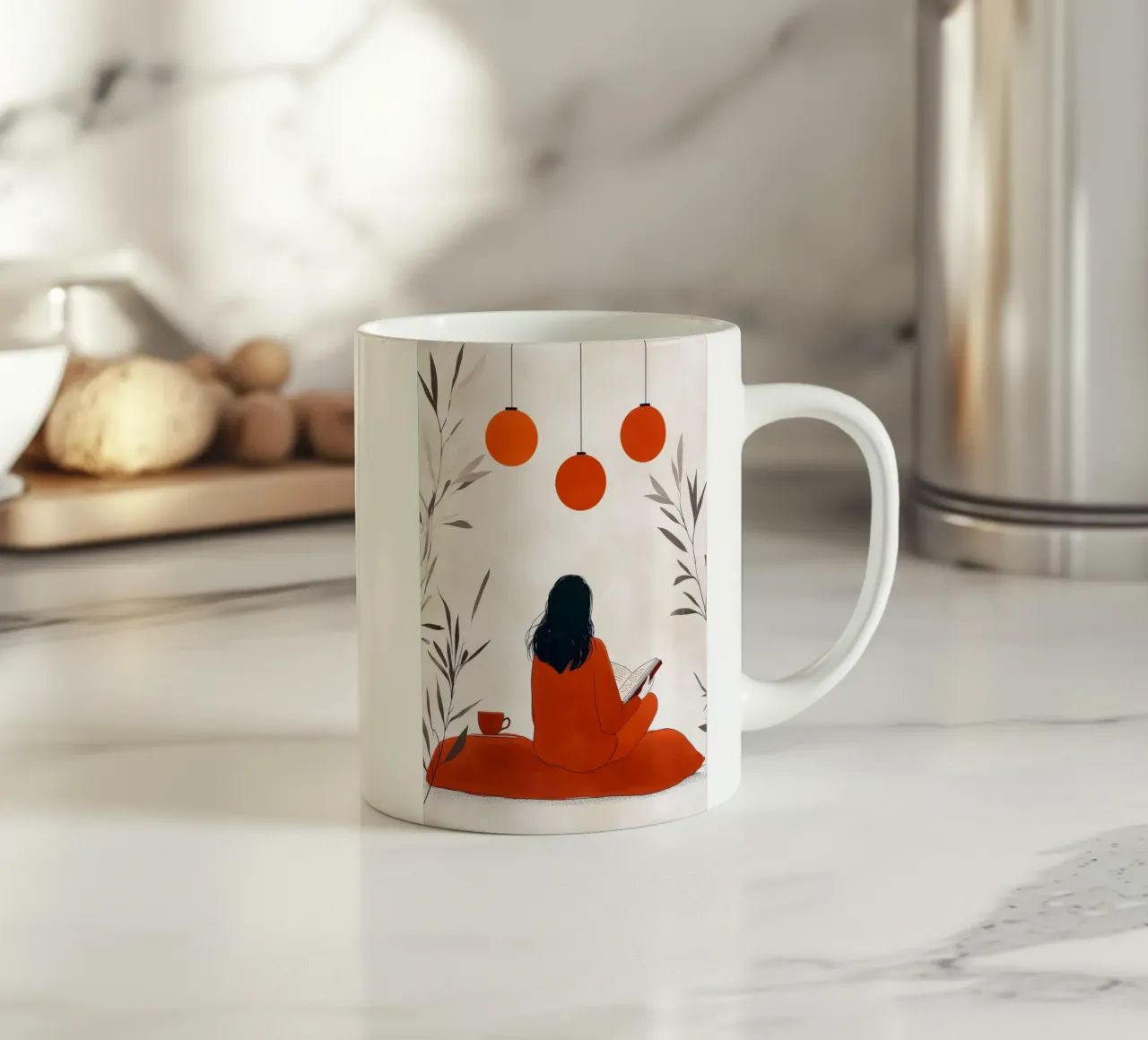 Lecture Femme vie art minimal mug en céramique de Justyna Jaszke JBJart