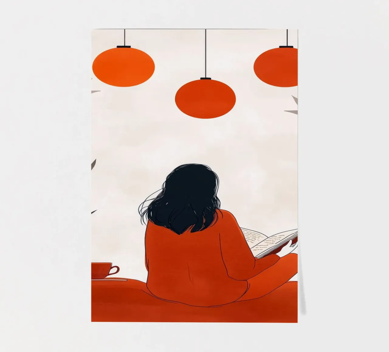 Lecture Femme vie art minimal planche autocollant de Justyna Jaszke JBJart