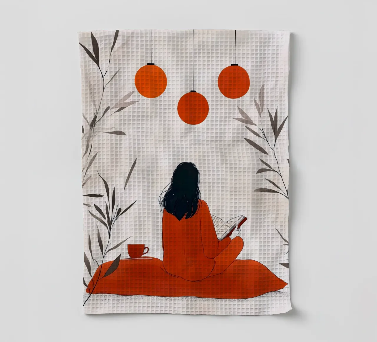 Lecture Femme vie art minimal torchon de Justyna Jaszke JBJart