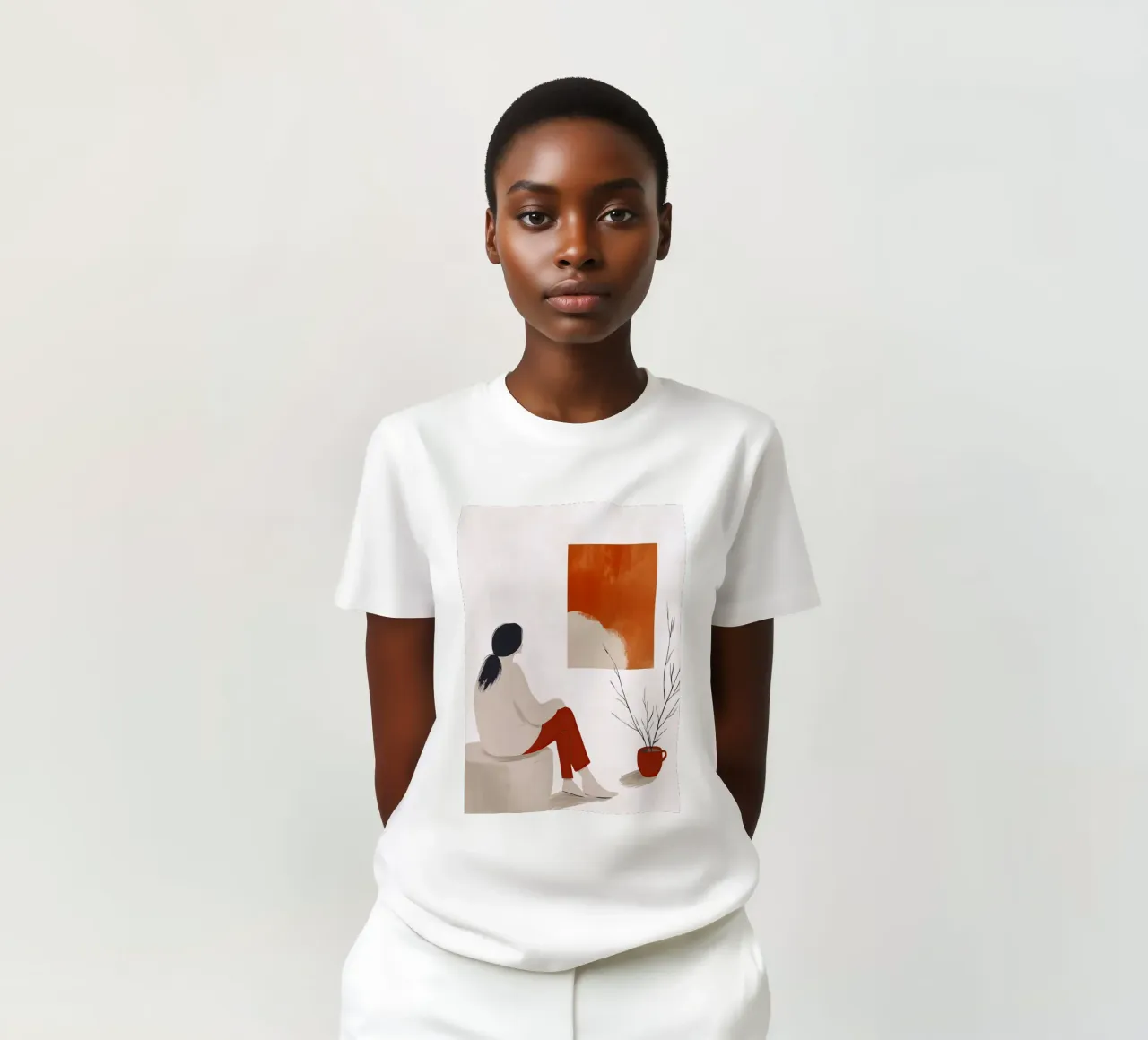 Painting Woman life minimal art t-shirt by Justyna Jaszke JBJart