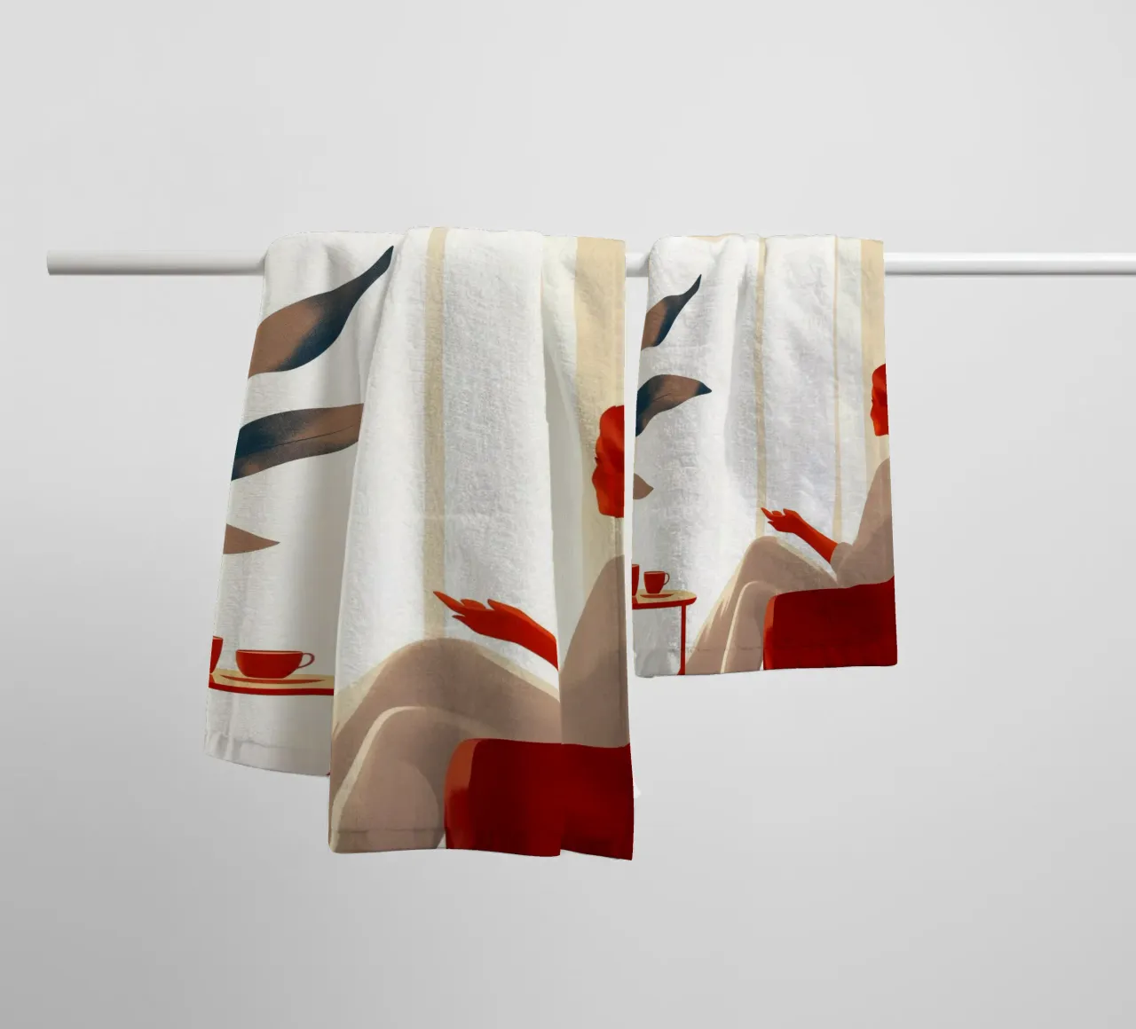 Conversation Femme vie art minimal serviette de bain de Justyna Jaszke JBJart
