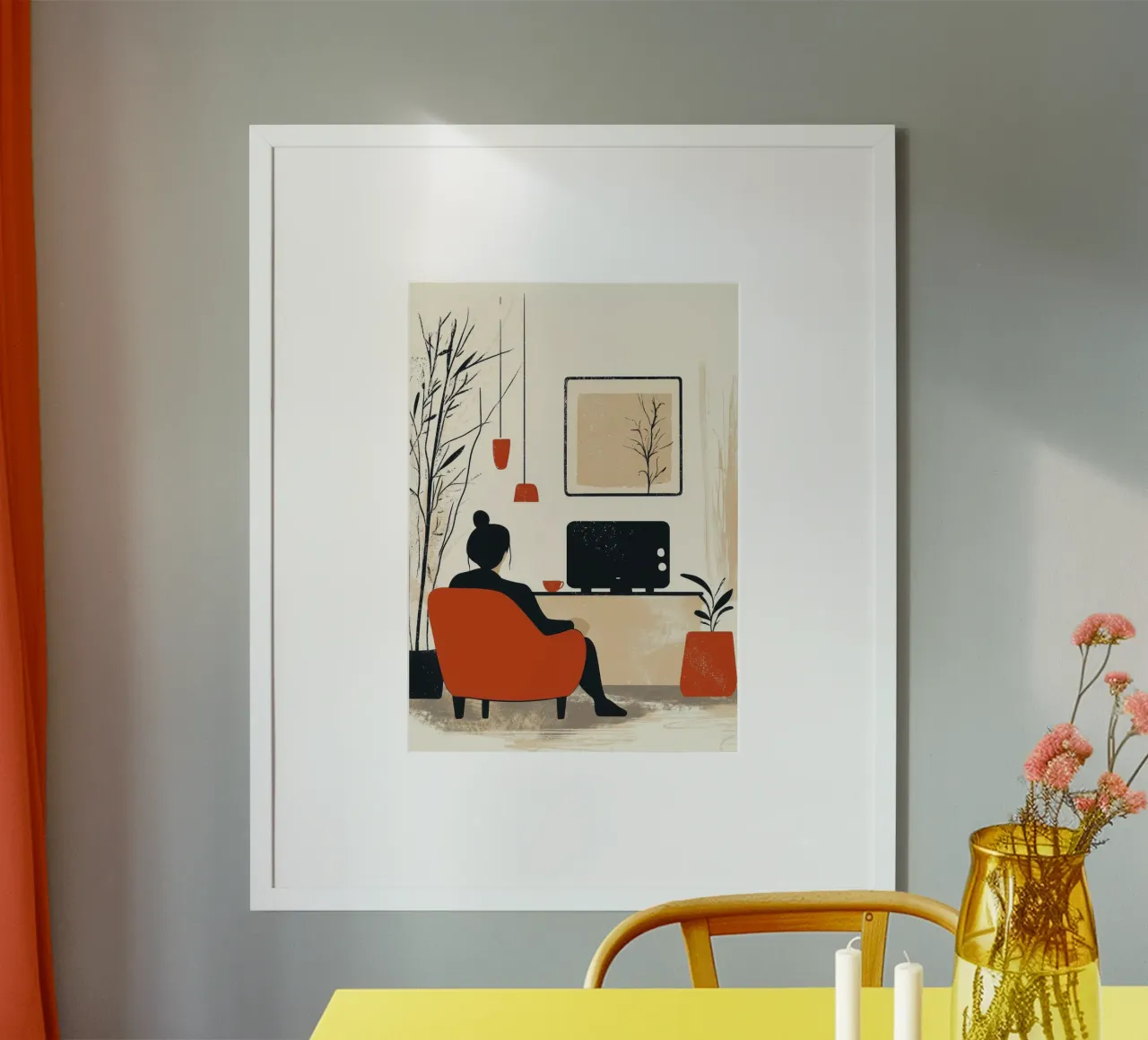 Radio Donna vita arte minima poster con telaio in legno da Justyna Jaszke JBJart