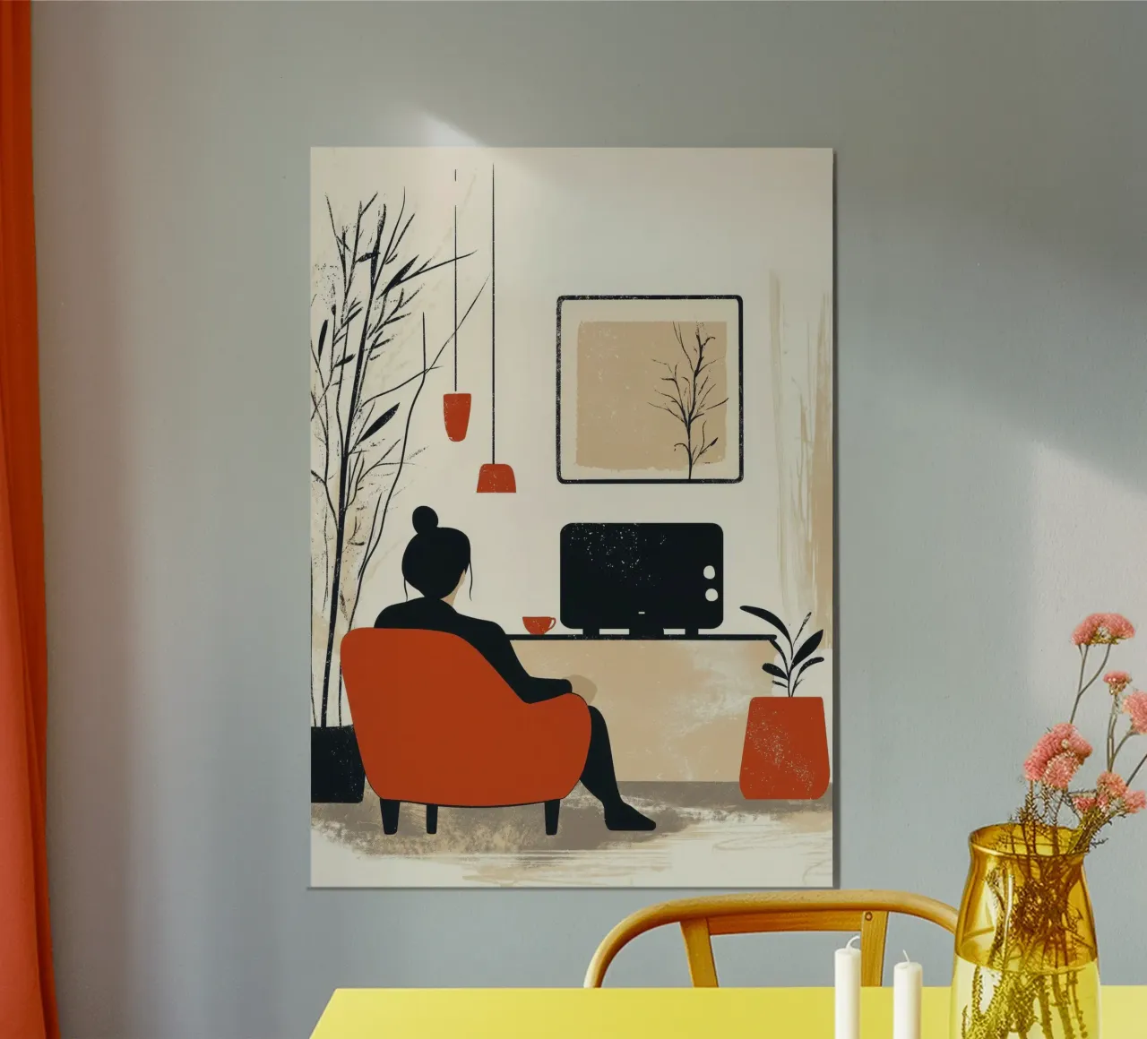 Radio Donna vita arte minima poster con telaio in legno da Justyna Jaszke JBJart