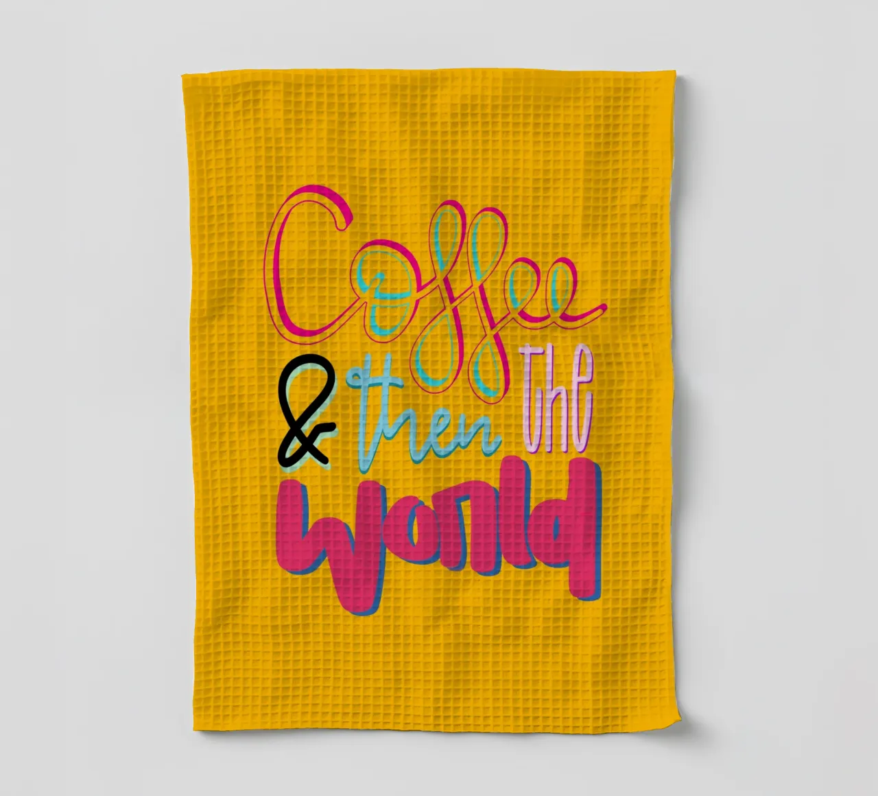 Coffee & then the world - yellow canovaccio da cucina da LIMITED EDITION LETTERS