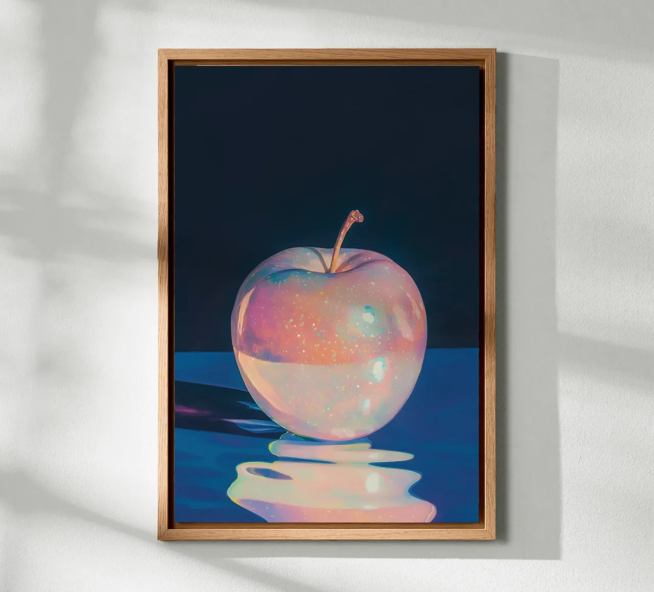 Schillernde Apfelkunst Leinwand mit Schattenfugenrahmen von Melloi Art Print
