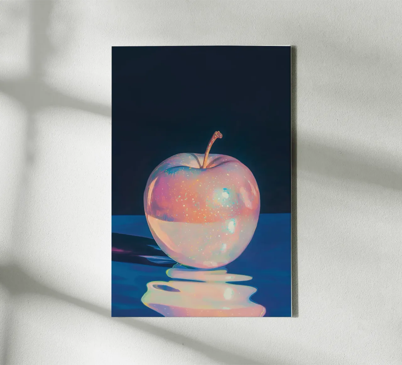 Schillernde Apfelkunst Leinwand mit Schattenfugenrahmen von Melloi Art Print