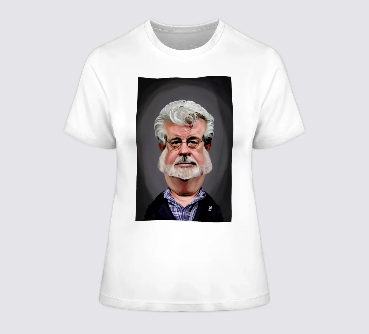 George Lucas women's fitted t-shirt by Rob Art | Illustration