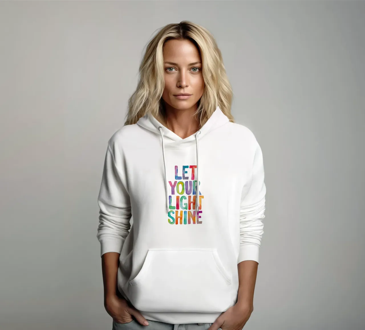 Let Your Light Shine Rainbow Typography Design per bambini felpa con cappuccio da THE MOTIVATED TYPE