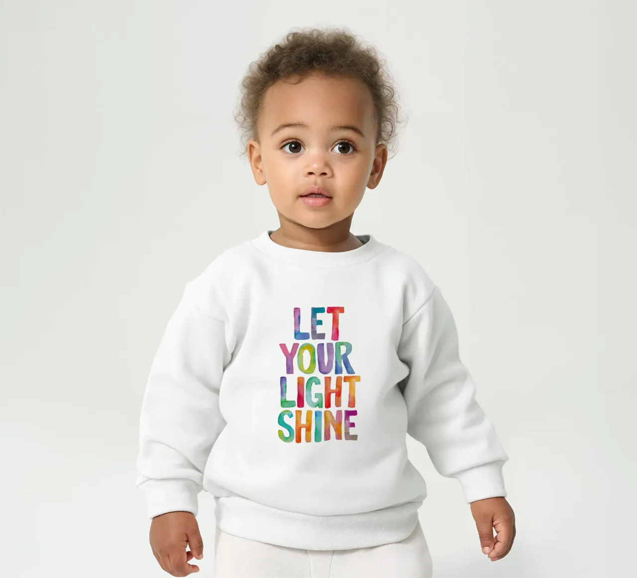 Let Your Light Shine Rainbow Typography Design per bambini felpa neonato da THE MOTIVATED TYPE