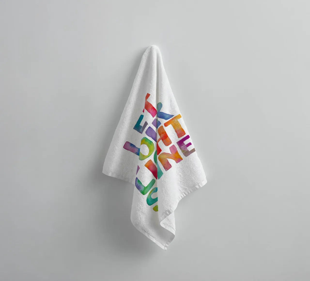 Let Your Light Shine Rainbow Typography Design for Kids towel by THE MOTIVATED TYPE