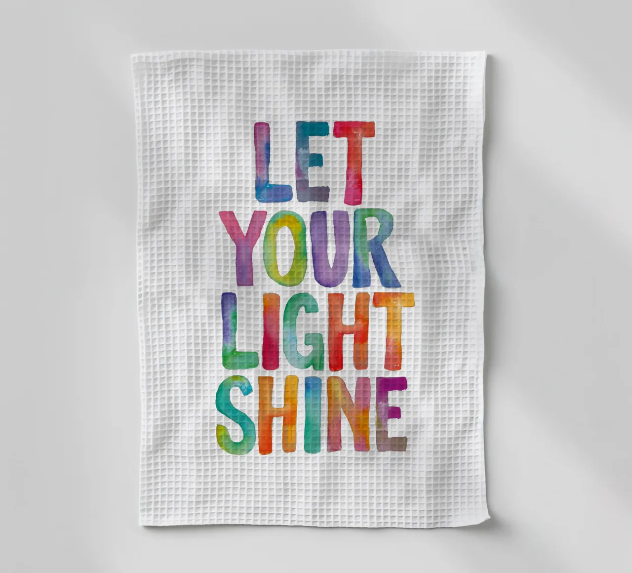 Let Your Light Shine Rainbow Typography Design per bambini canovaccio da cucina da THE MOTIVATED TYPE