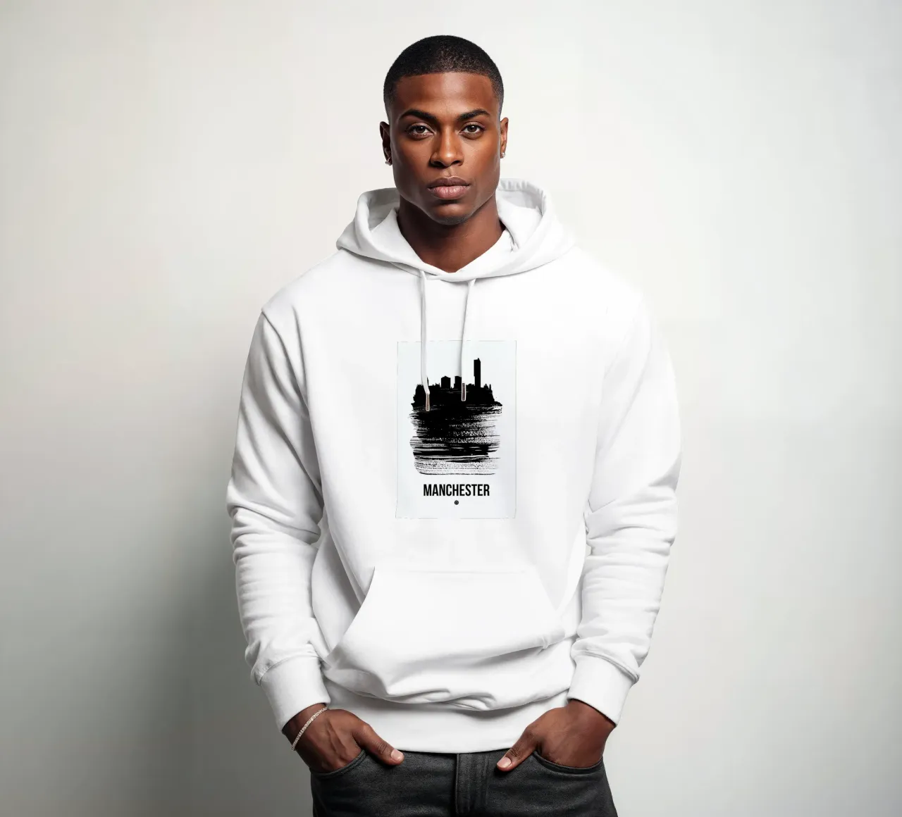 Manchester Skyline Brush Stroke felpa con cappuccio da Naxart